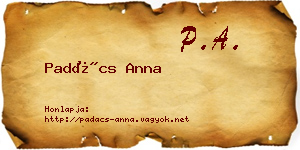 Padács Anna névjegykártya